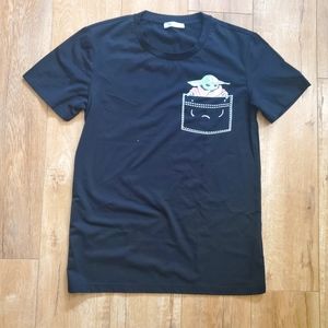 STAR WARS MANDALORIAN BABY YODA IN POCKET BLACK T-SHIRT S Sheshow Women’s New